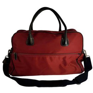 Maxx NY Red Zipper Duffle Bag Carry On Flight Travel Makeup Case Pockets Canvas